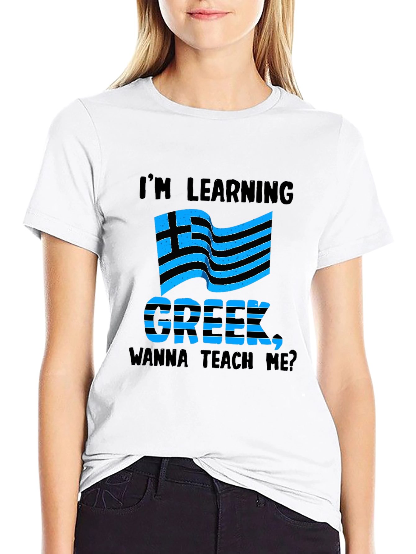 Im Learning Greek T-Shirt Funny Novelty Tee