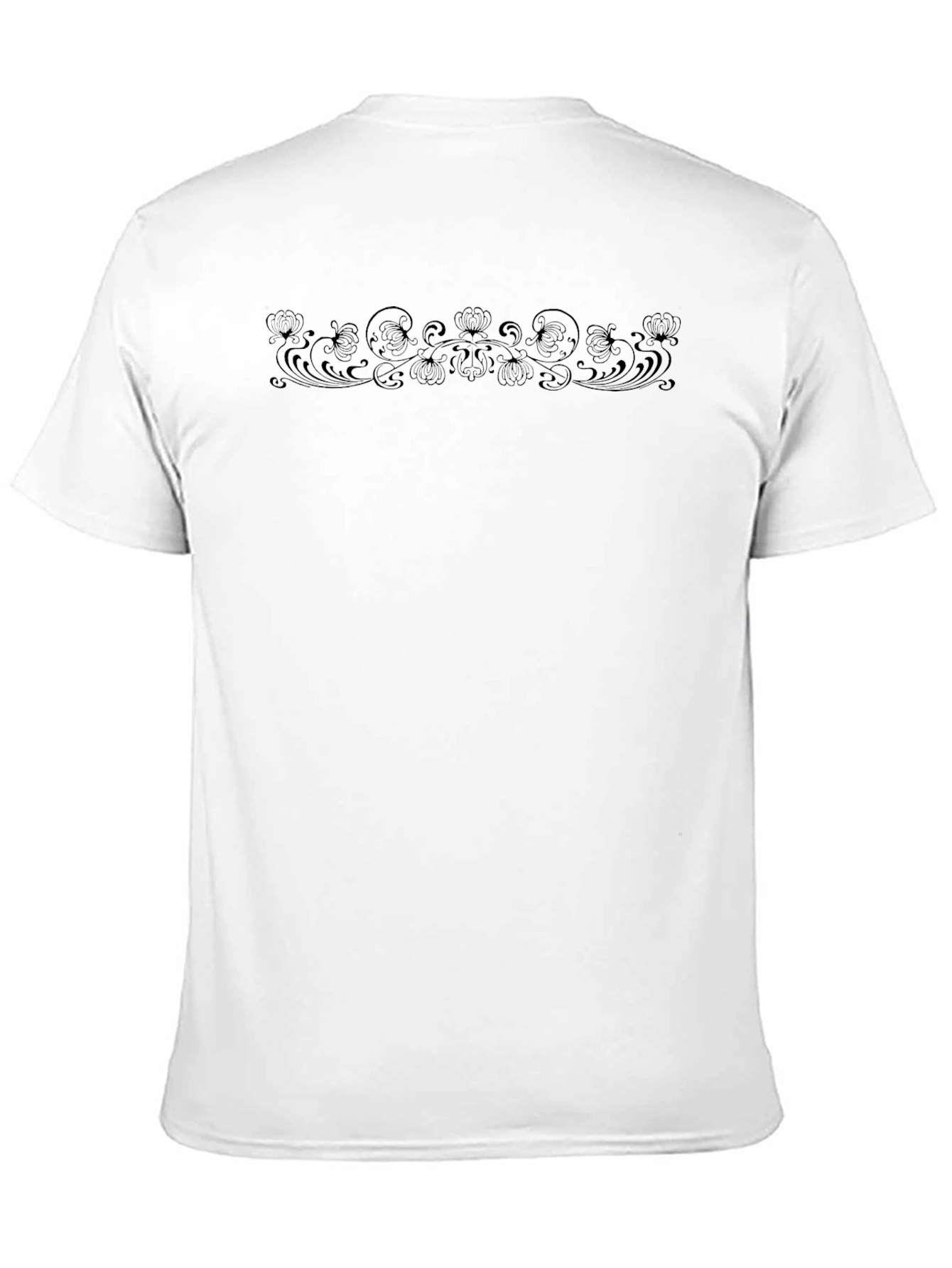 Mens Black Crewneck T-Shirt with Floral Design
