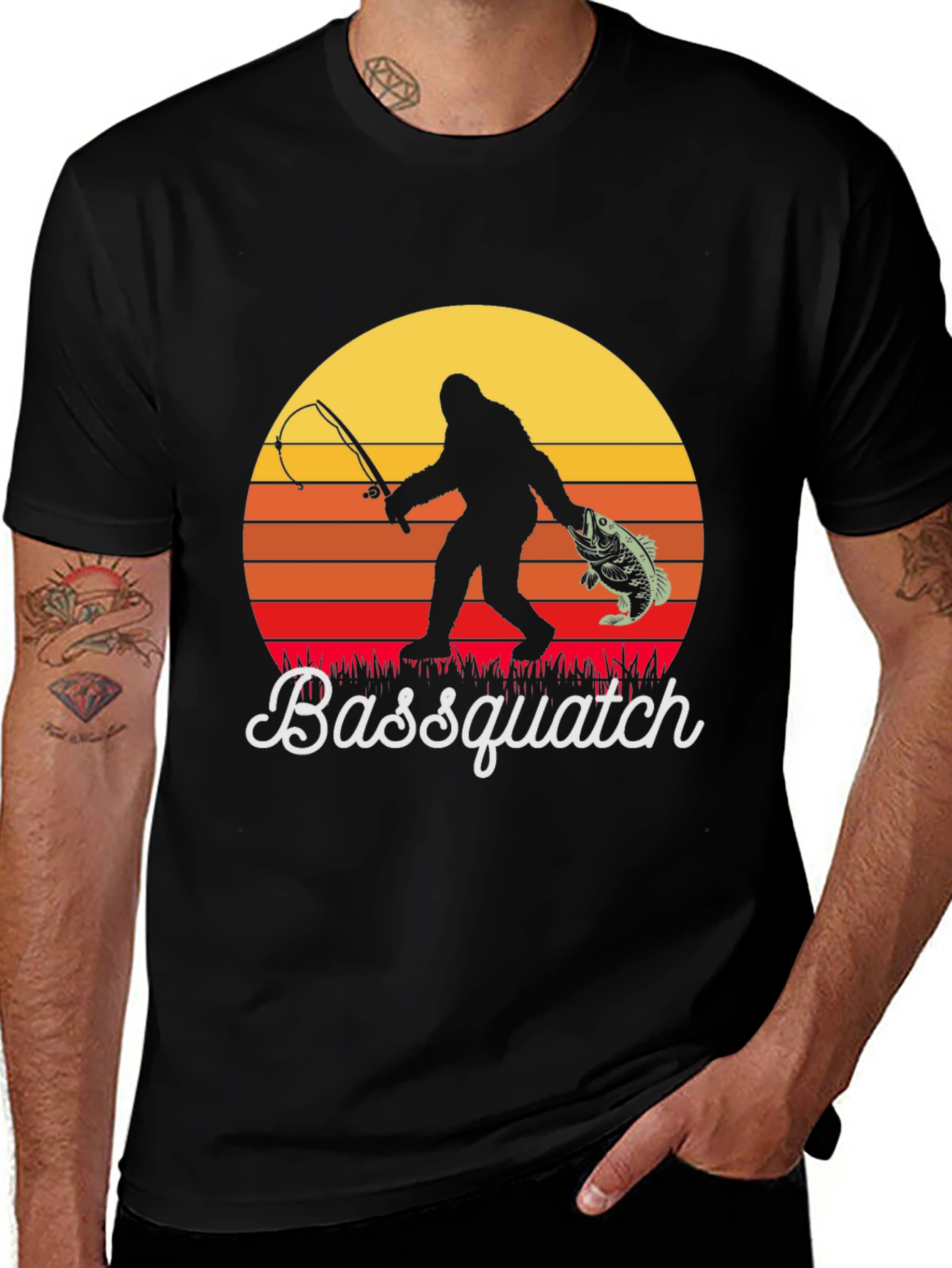 Bassquatch Graphic Tee - Fishing Bigfoot T-Shirt