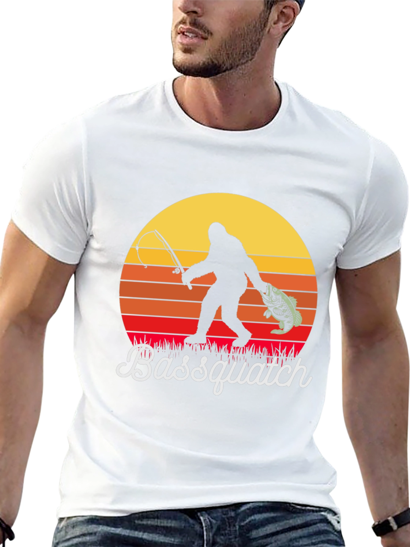 Bassquatch Graphic Tee - Fishing Bigfoot T-Shirt