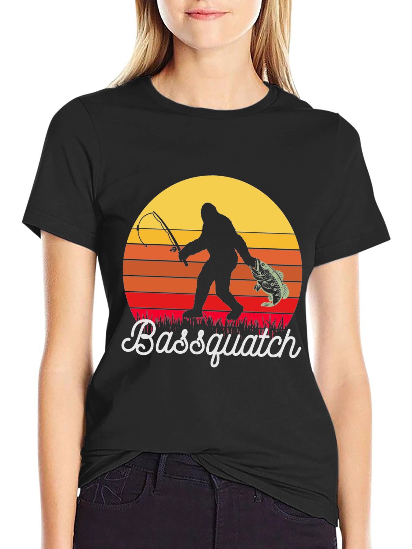 Bassquatch Graphic Tee - Fishing Bigfoot T-Shirt