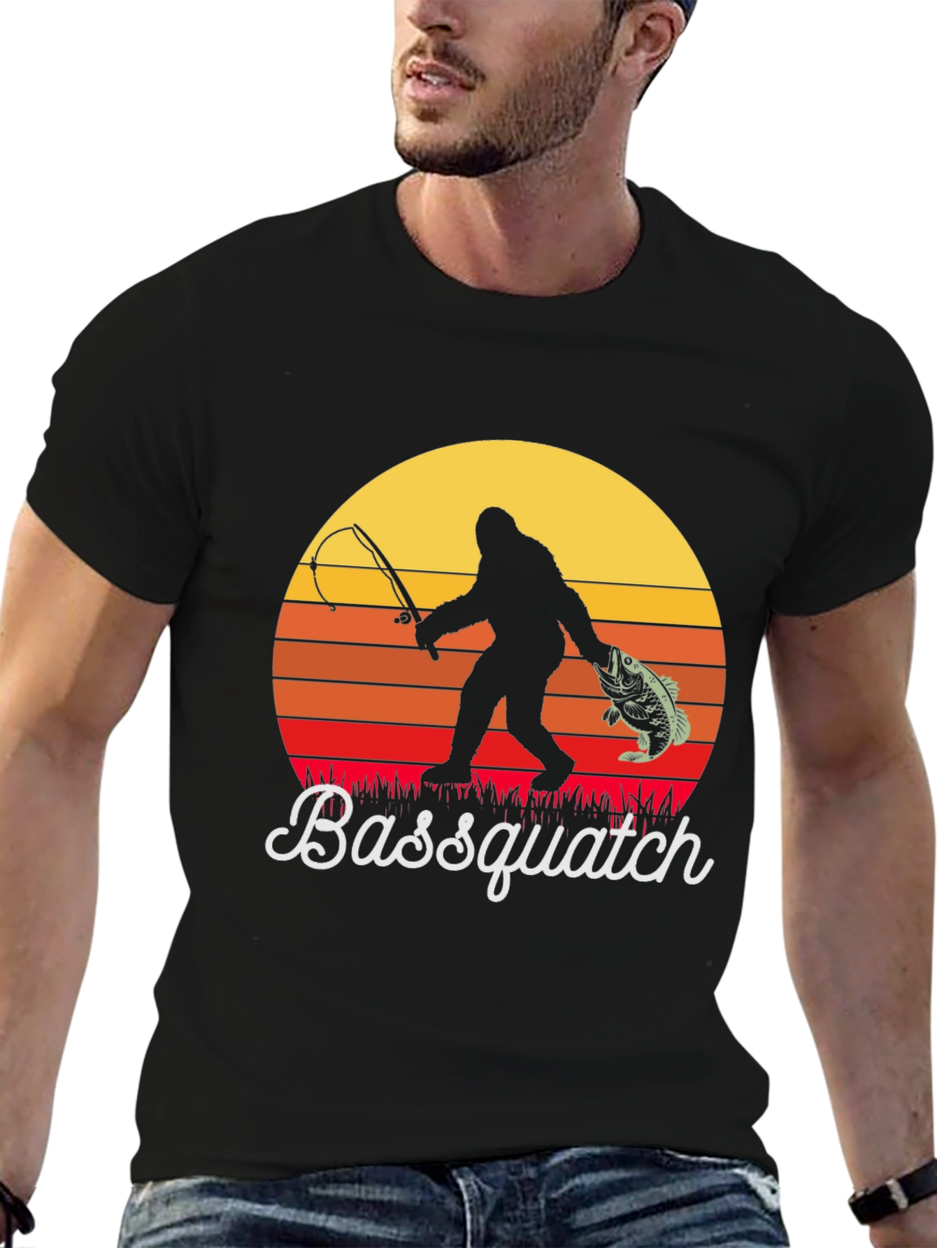 Bassquatch Graphic Tee - Fishing Bigfoot T-Shirt