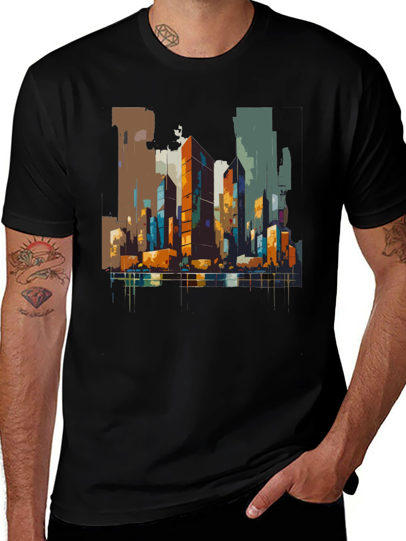Urban Canvas Tee - Abstract Cityscape Design