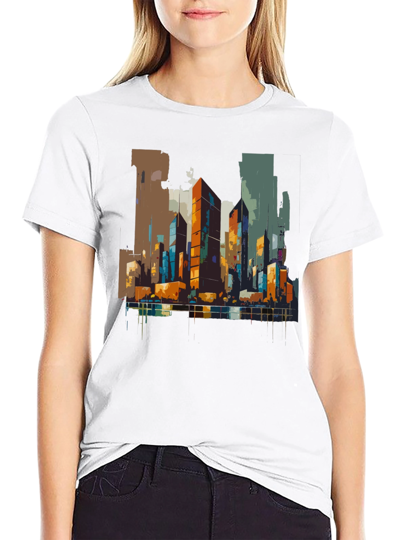 Urban Canvas Tee - Abstract Cityscape Design