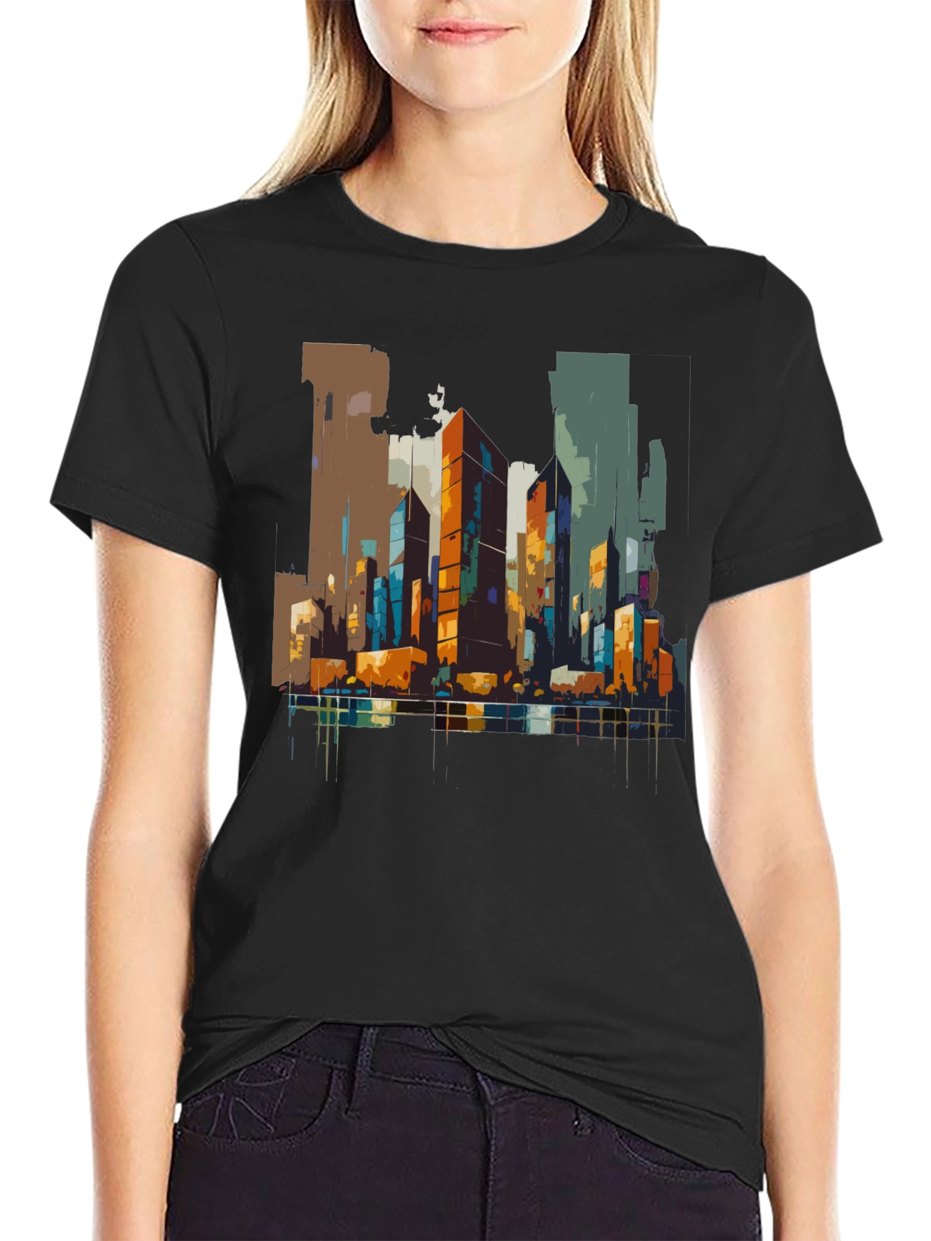 Urban Canvas Tee - Abstract Cityscape Design