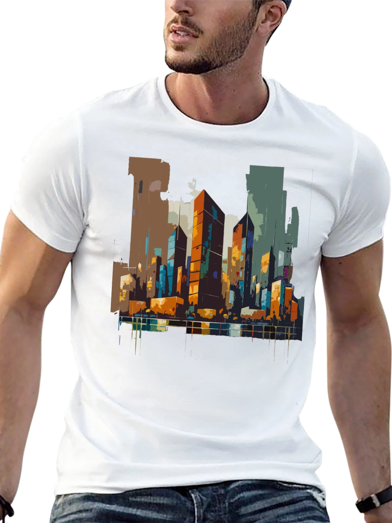 Urban Canvas Tee - Abstract Cityscape Design