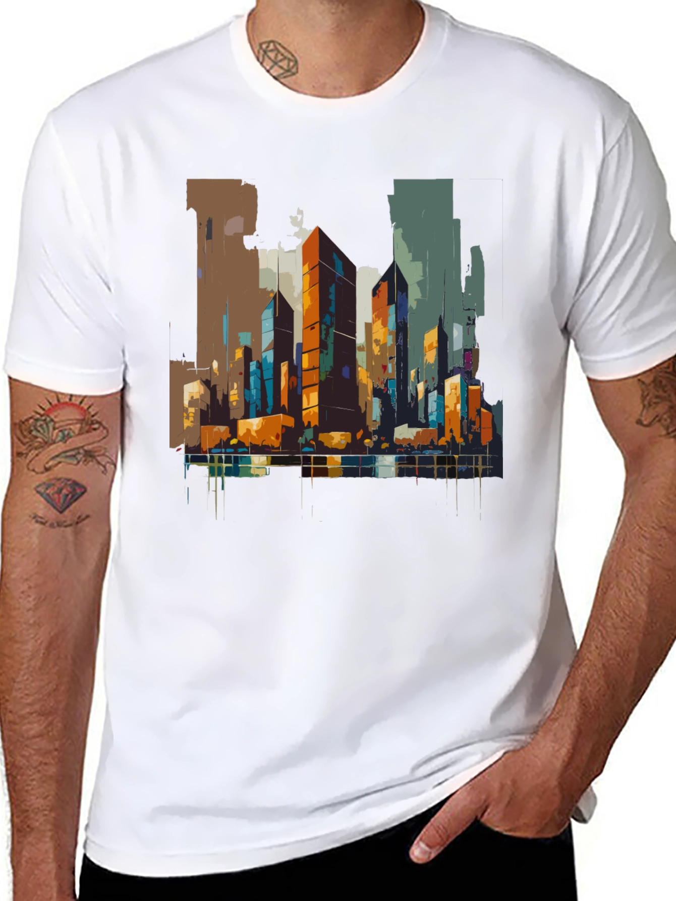 Urban Canvas Tee - Abstract Cityscape Design