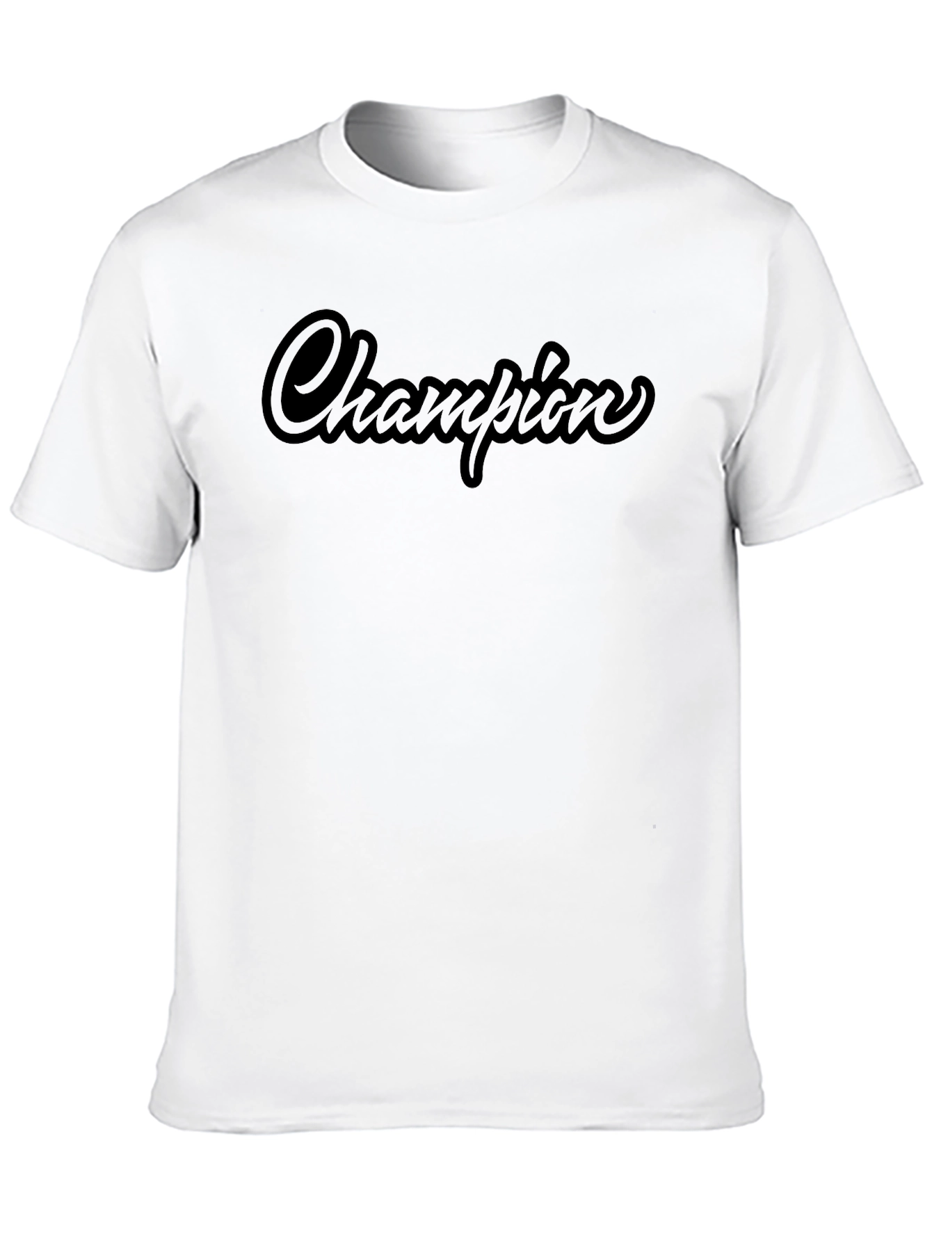 Champion Script Black T-Shirt - Premium Quality