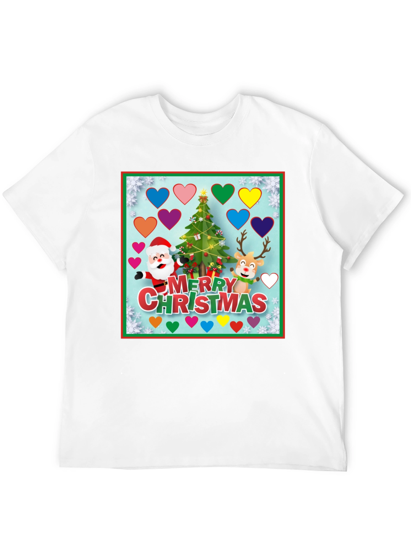 Festive Christmas T-Shirt with Santa & Reindeer