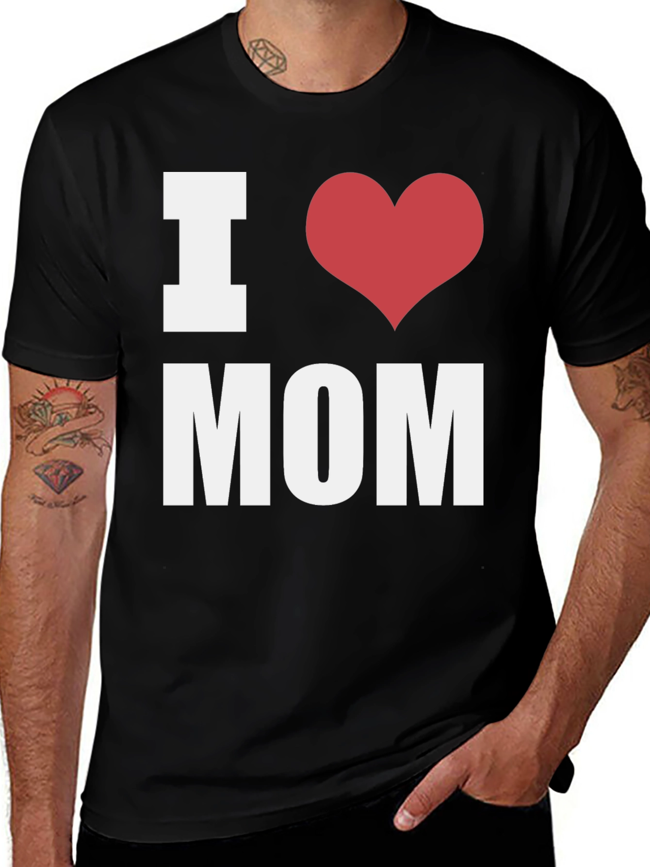 I Heart Mom T-Shirt - Black - Mens Fashion