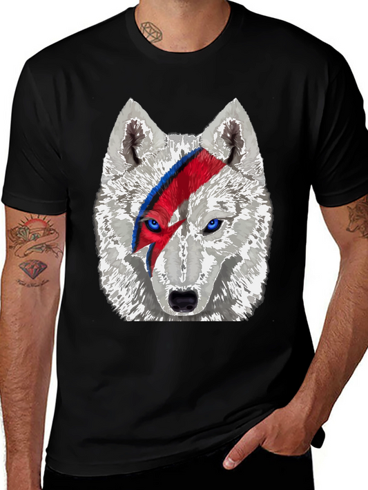 Wolf Bowie Style Graphic Tee - Mens Black T-Shirt