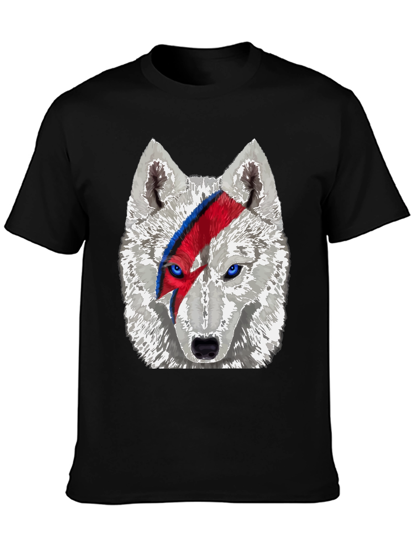 Wolf Bowie Style Graphic Tee - Mens Black T-Shirt