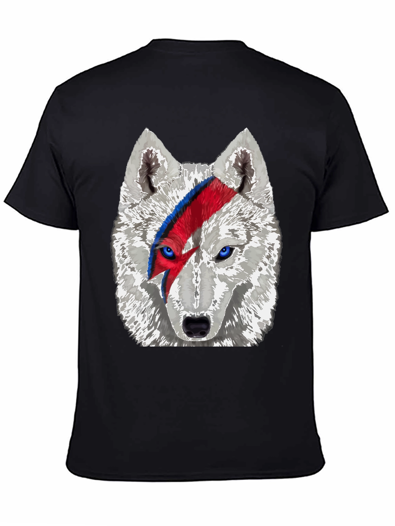 Wolf Bowie Style Graphic Tee - Mens Black T-Shirt
