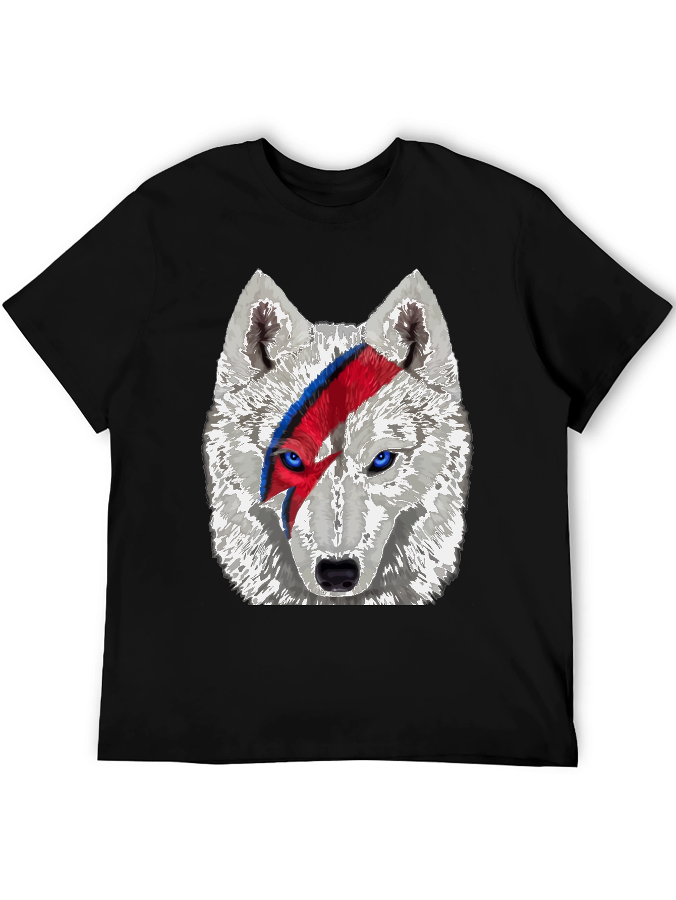 Wolf Bowie Style Graphic Tee - Mens Black T-Shirt