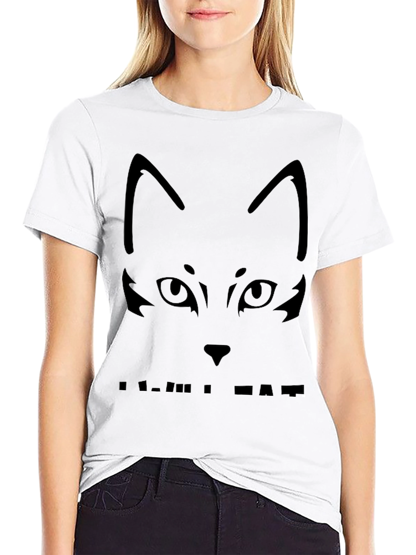 Cool Cat Face Black T-Shirt