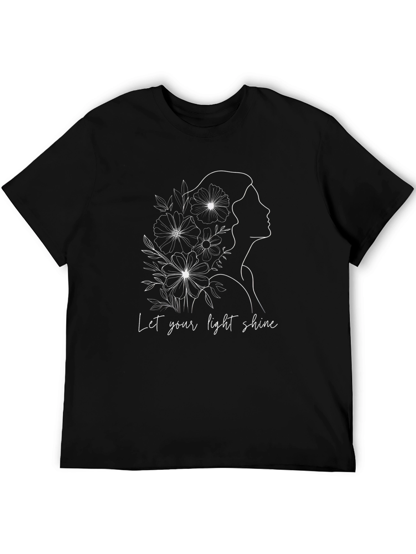 Elegant Let Your Light Shine Graphic Black T-Shirt