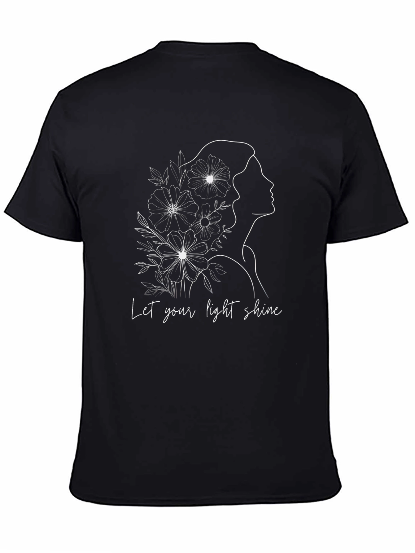 Elegant Let Your Light Shine Graphic Black T-Shirt