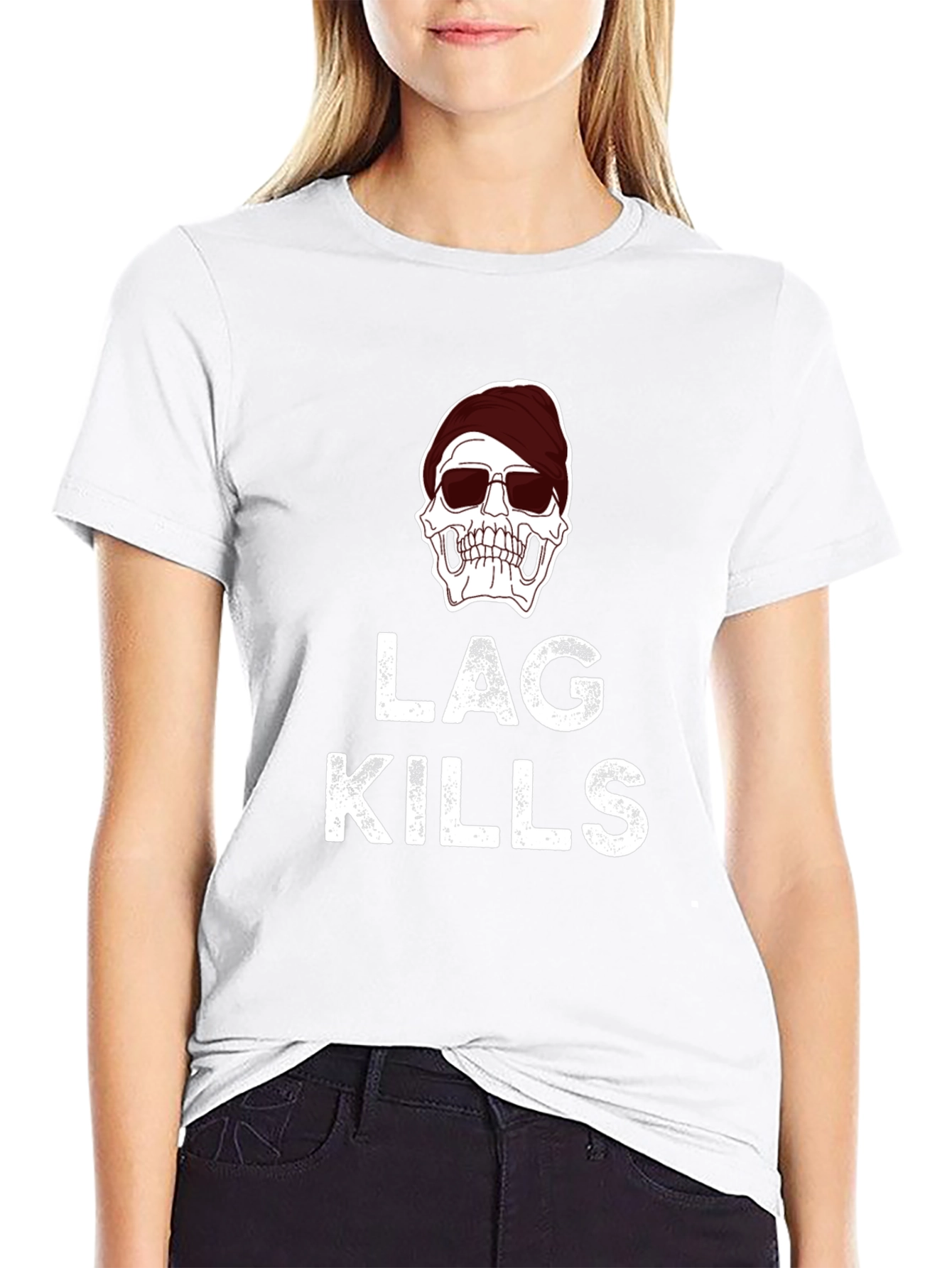 Lag Kills T-Shirt - Skull Graphic Gamer Tee