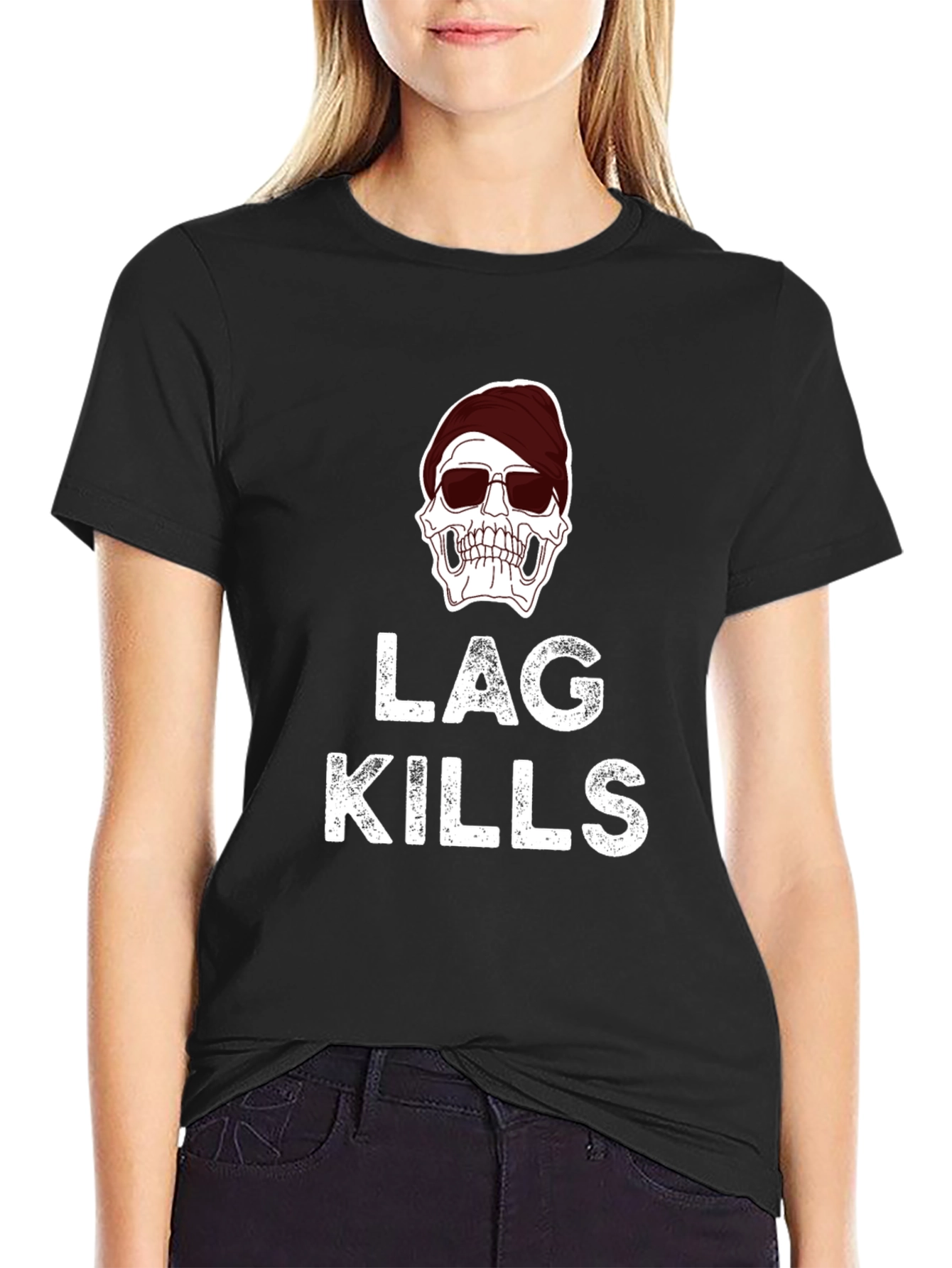 Lag Kills T-Shirt - Skull Graphic Gamer Tee