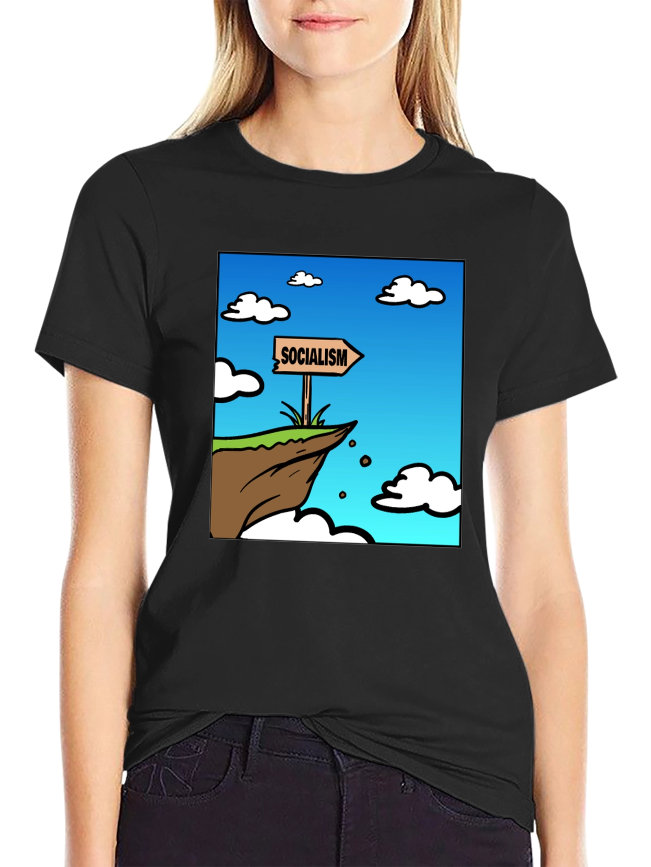 Socialism Cliff Edge Graphic Tee - Mens Black T-Shirt