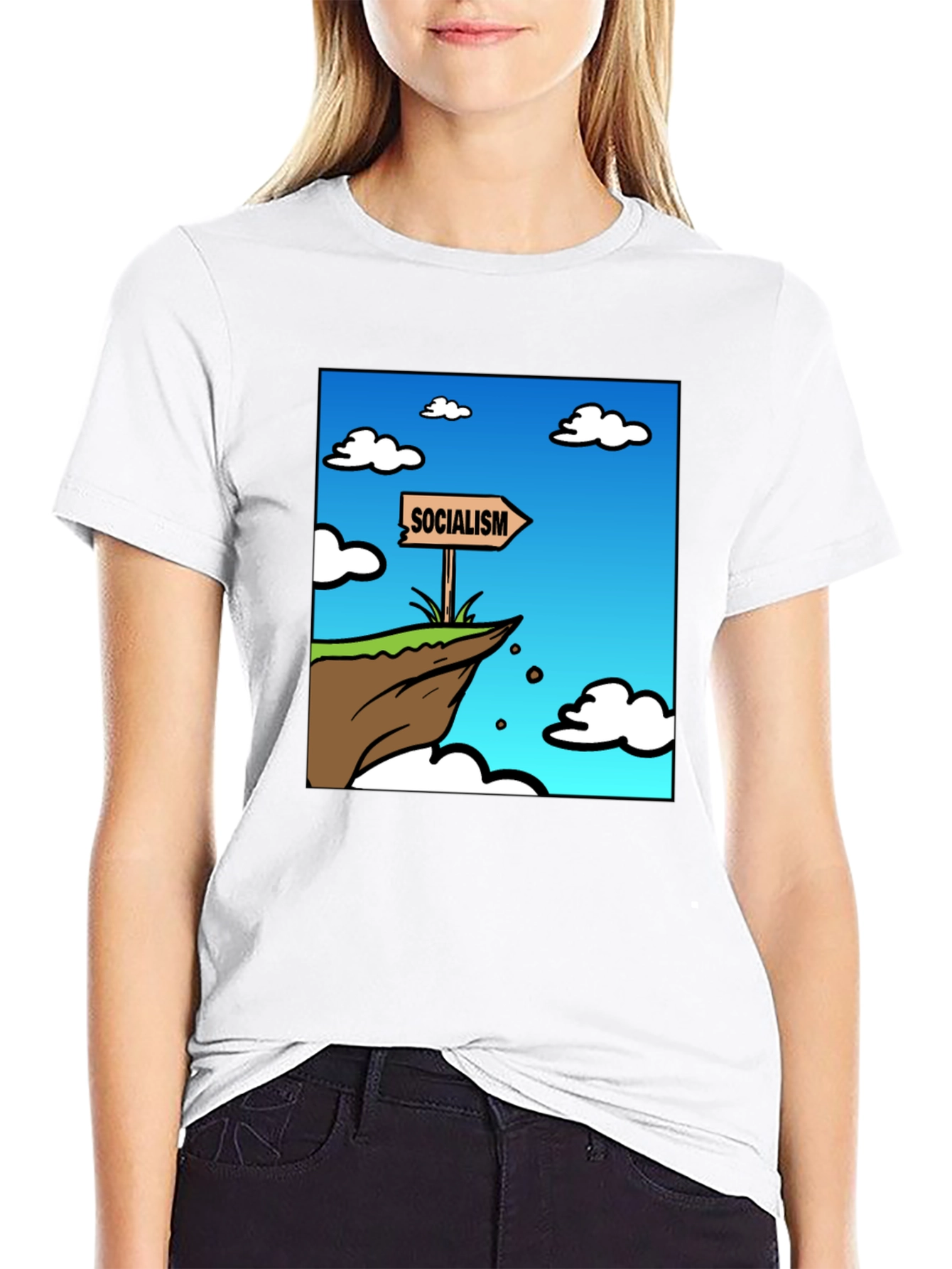 Socialism Cliff Edge Graphic Tee - Mens Black T-Shirt