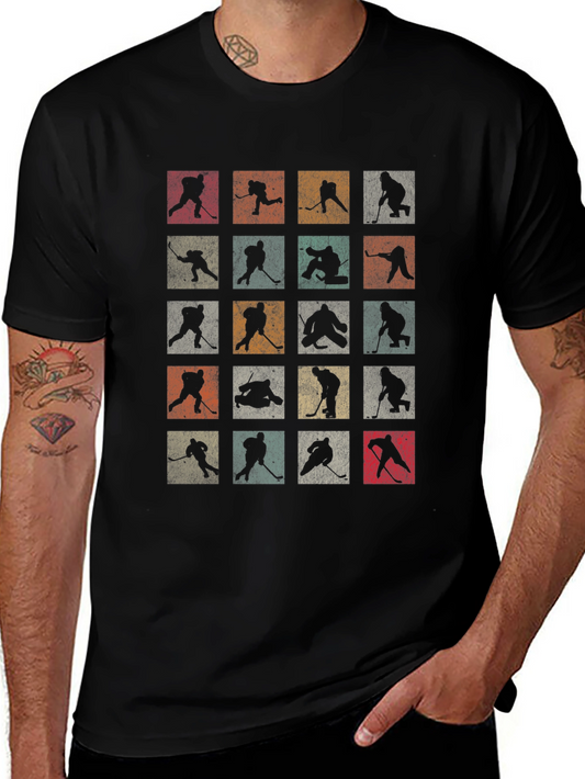 Retro Hockey Silhouettes Tee - Classic Sporty Style