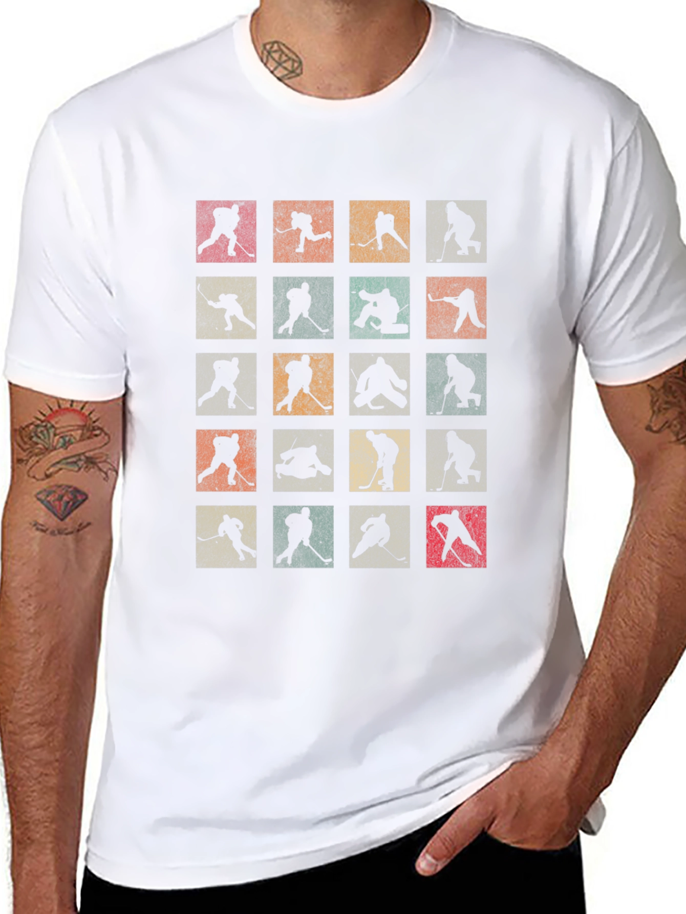 Retro Hockey Silhouettes Tee - Classic Sporty Style