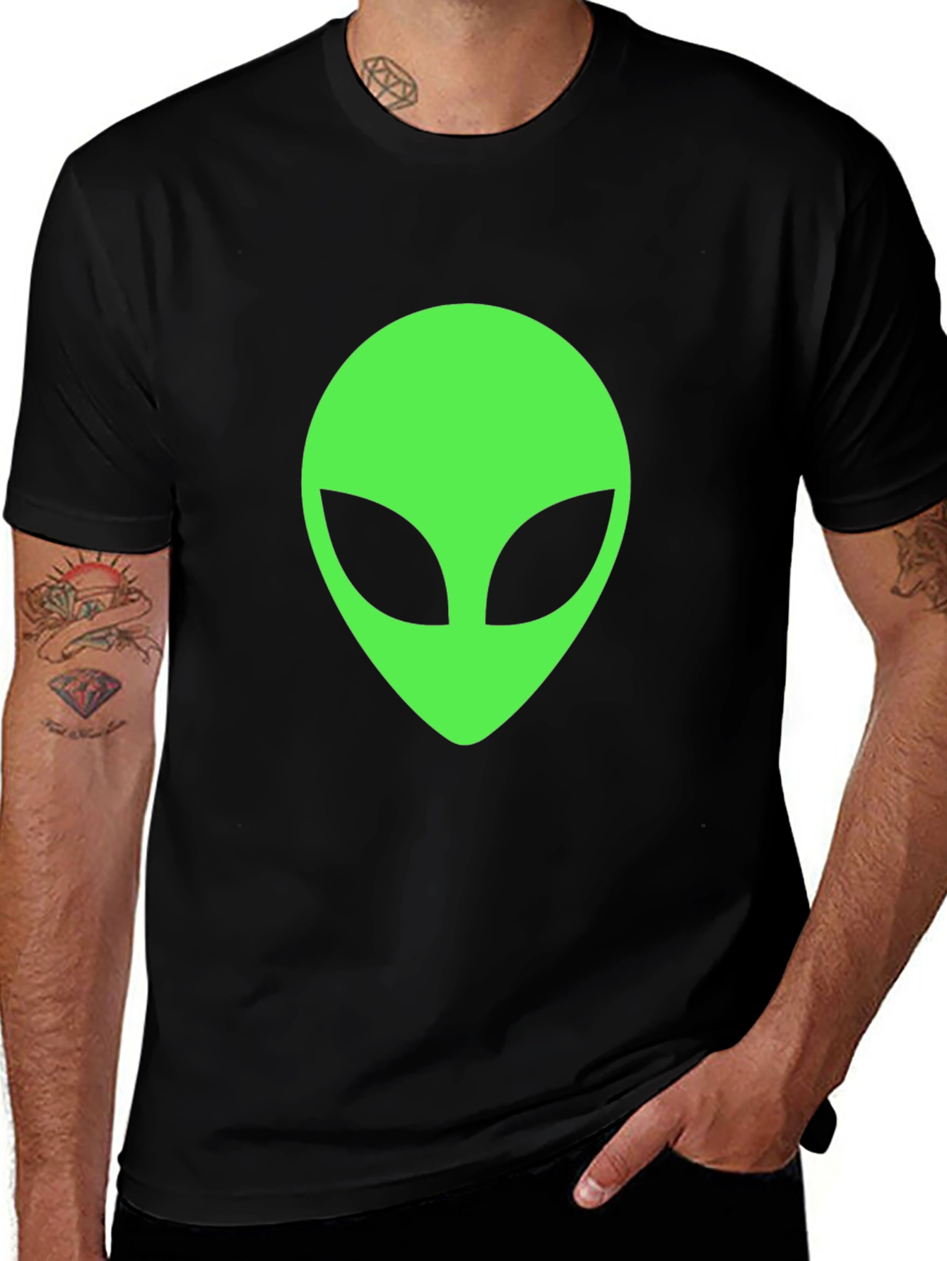 Alien Head Graphic T-Shirt - Classic Black