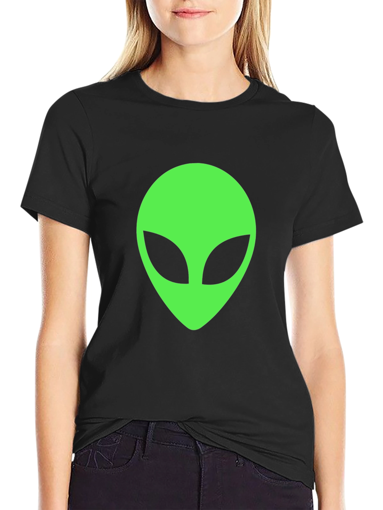 Alien Head Graphic T-Shirt - Classic Black