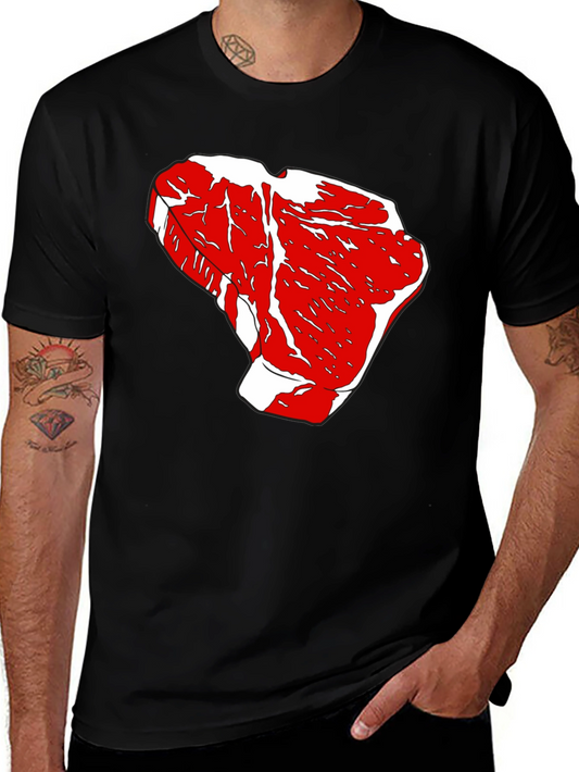 Steak Graphic Tee - Black Cotton T-Shirt