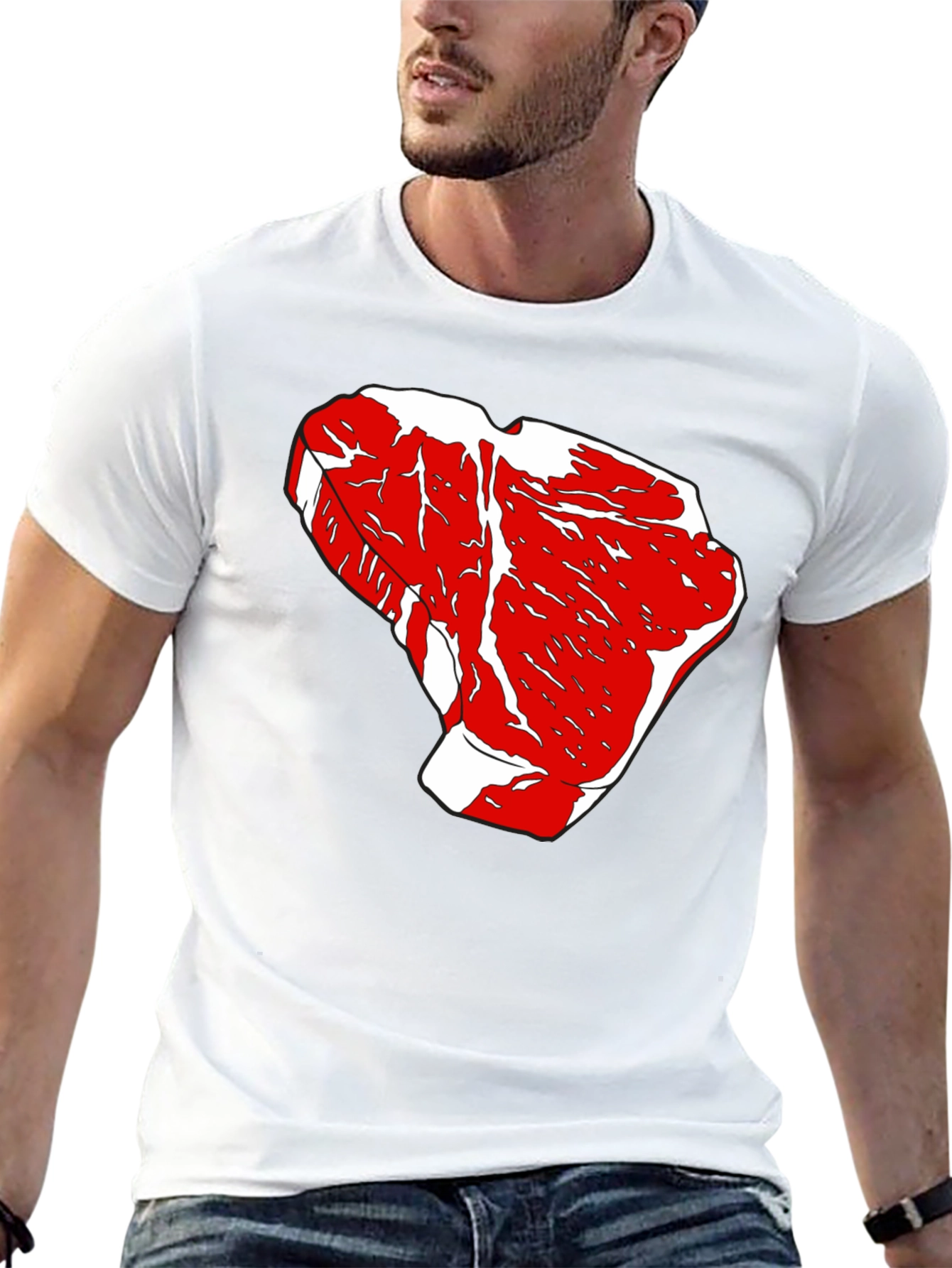 Steak Graphic Tee - Black Cotton T-Shirt