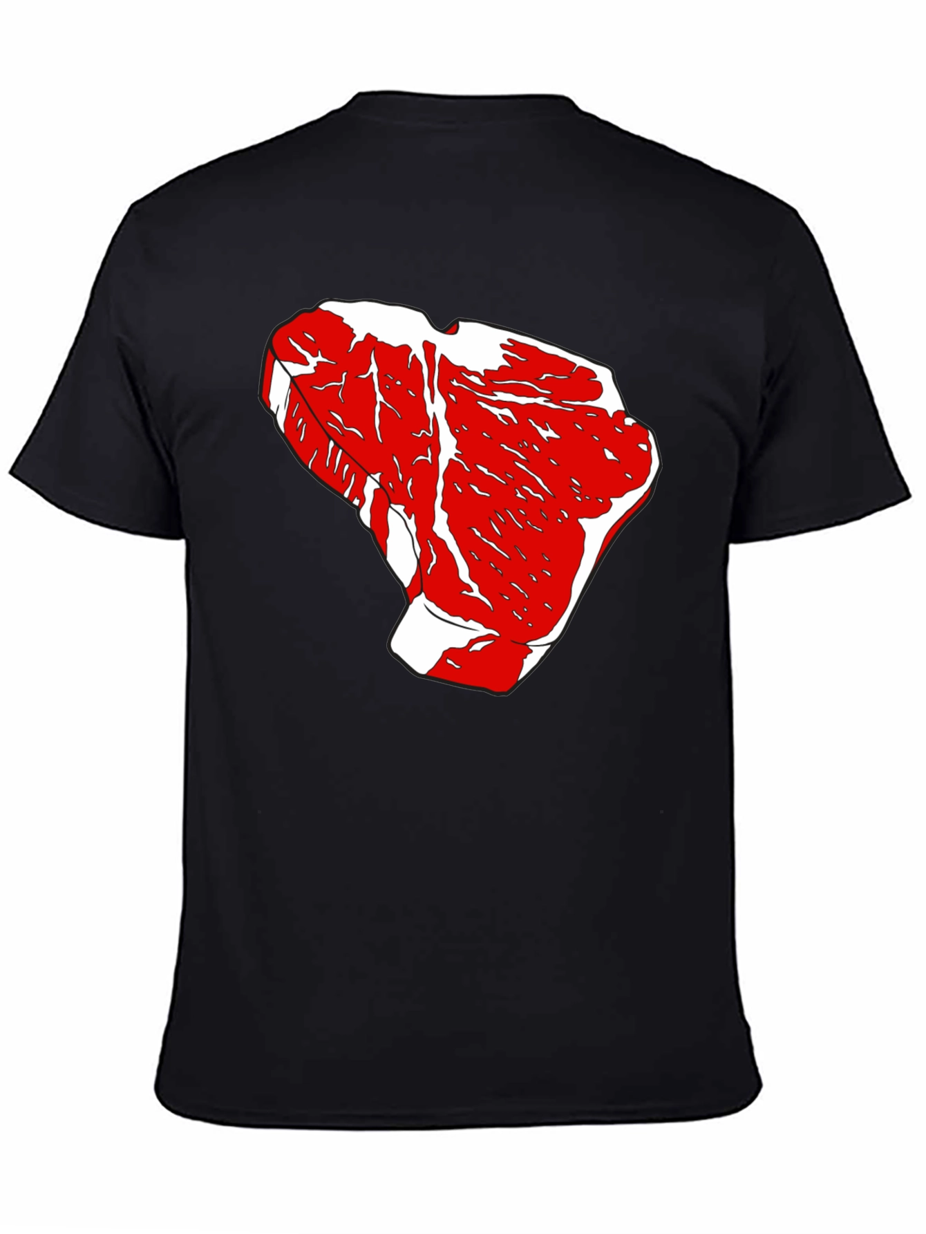 Steak Graphic Tee - Black Cotton T-Shirt