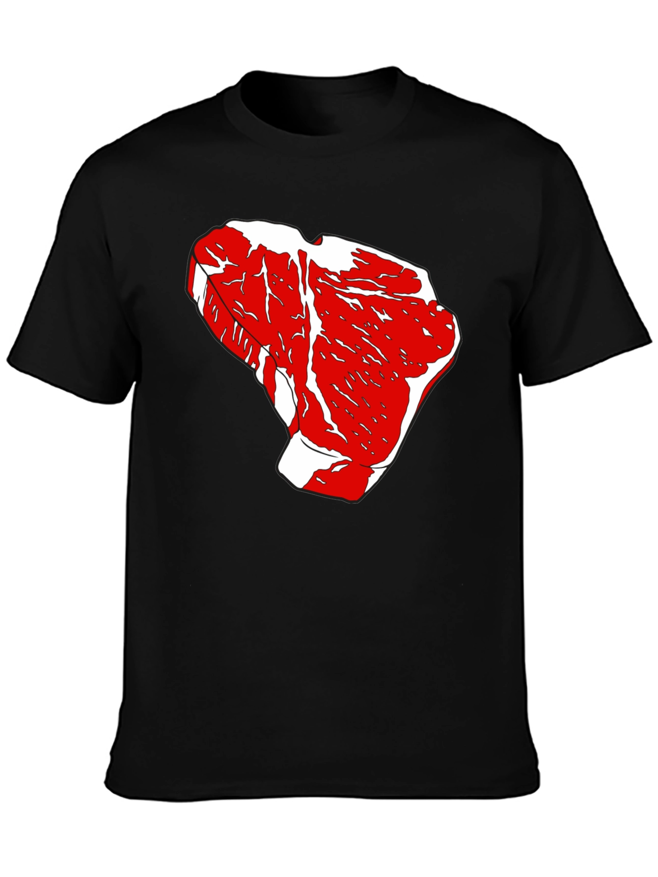 Steak Graphic Tee - Black Cotton T-Shirt