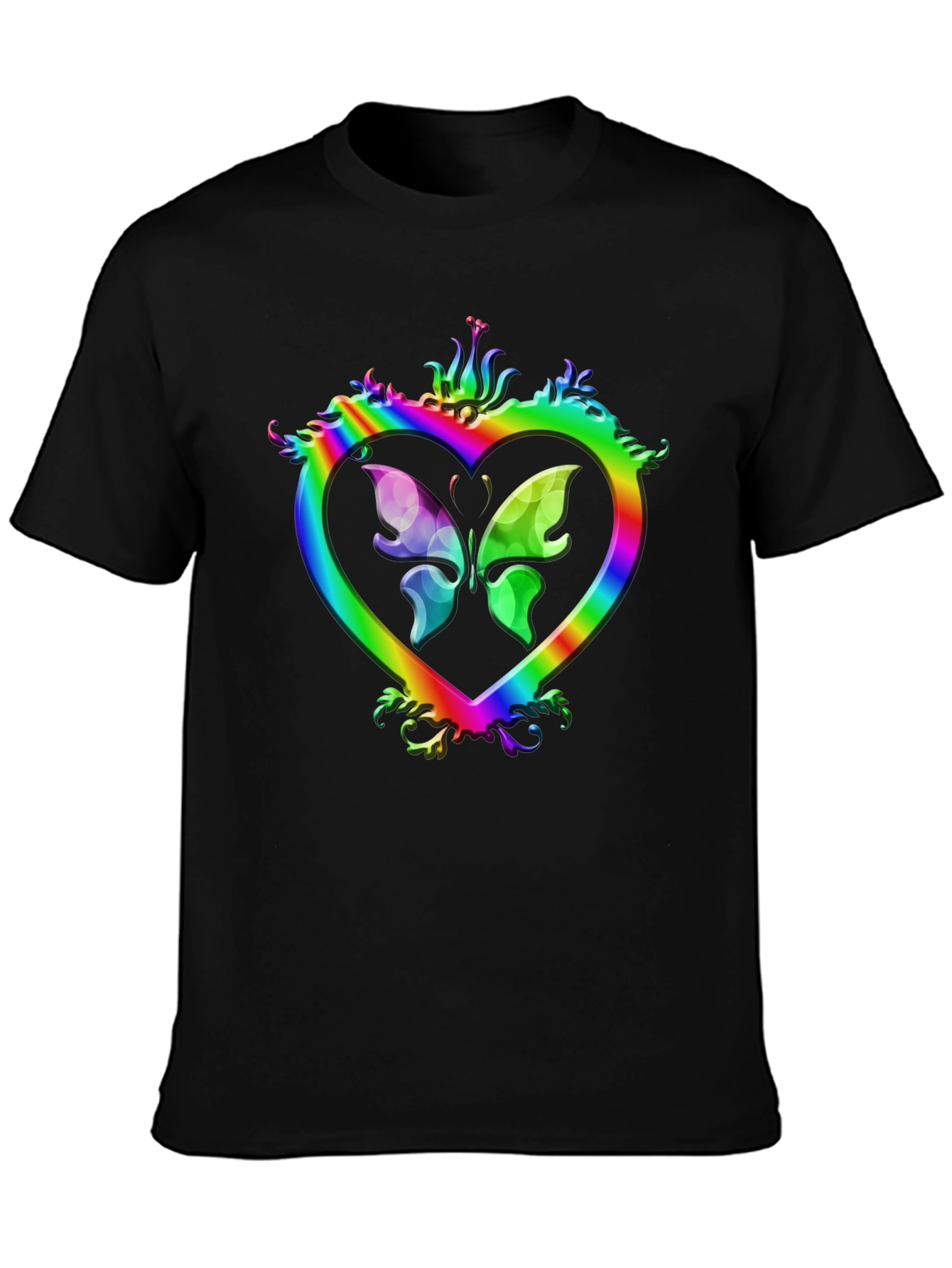 Rainbow Heart Butterfly Graphic Tee