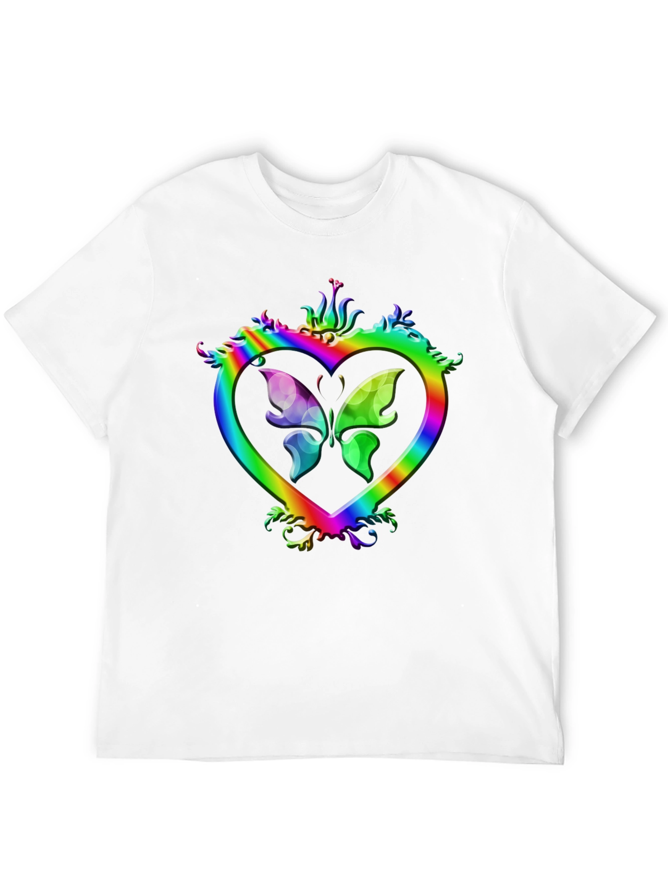 Rainbow Heart Butterfly Graphic Tee