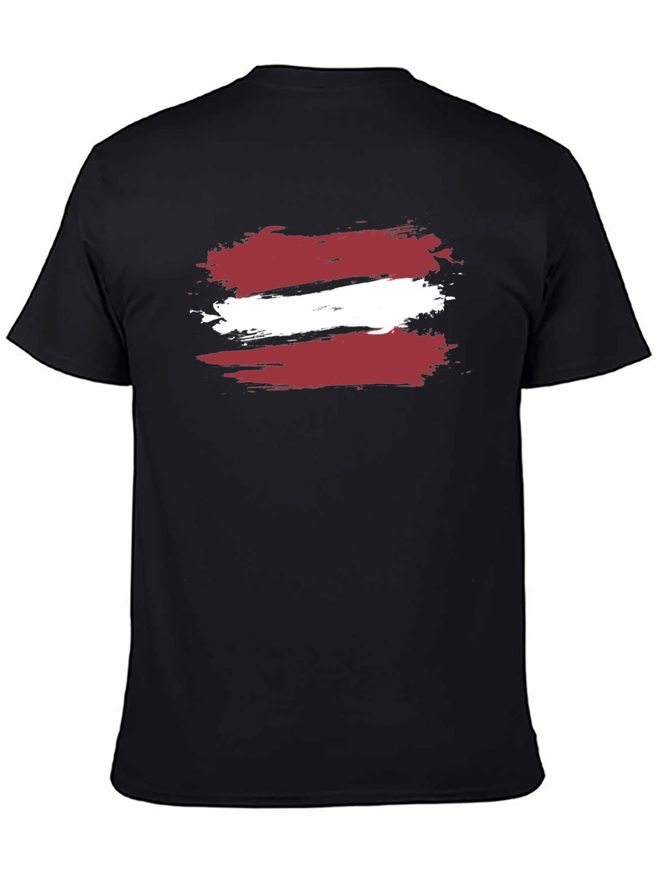 Latvia Flag Brushstroke T-Shirt - Black Casual Style