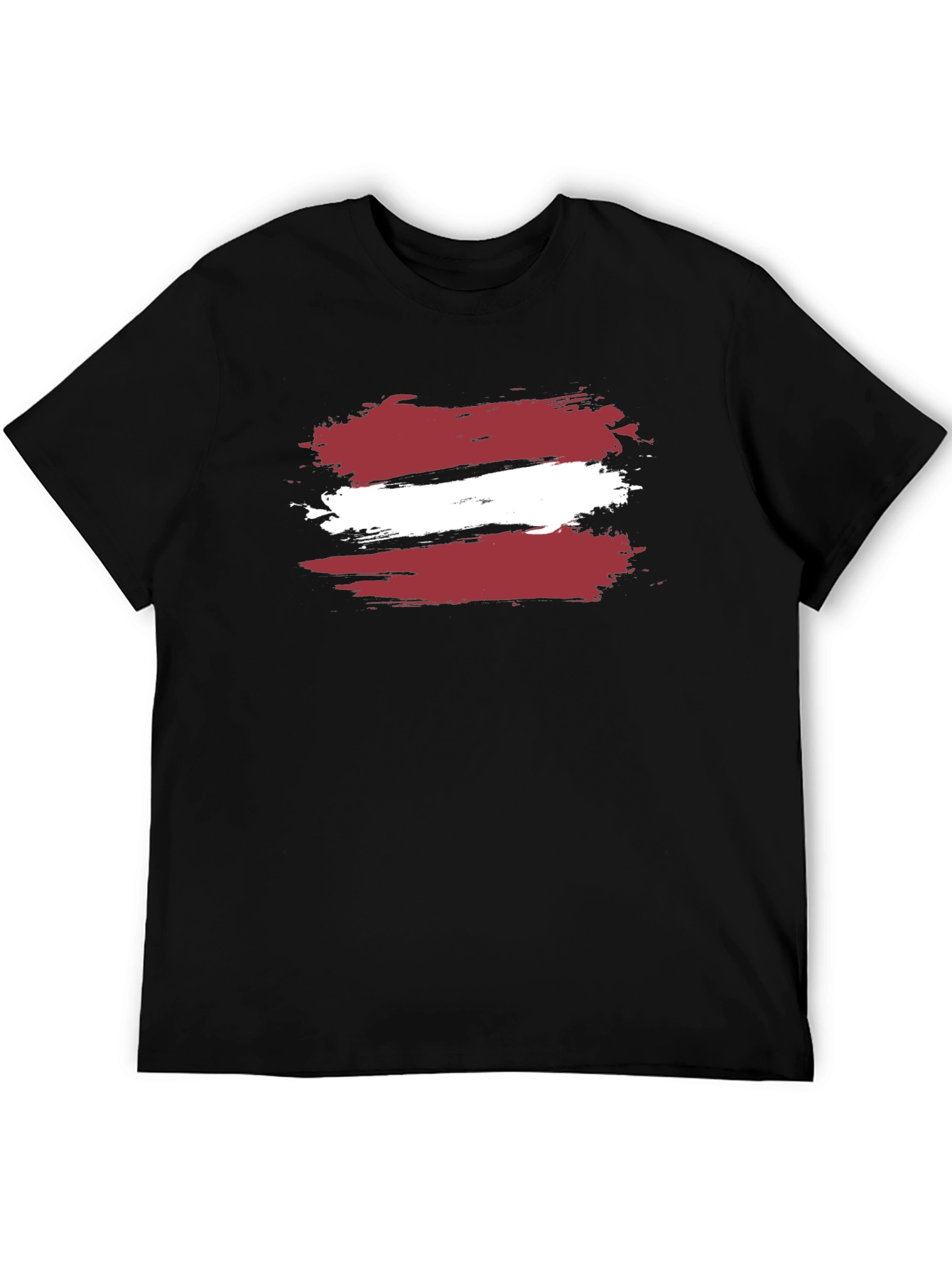 Latvia Flag Brushstroke T-Shirt - Black Casual Style