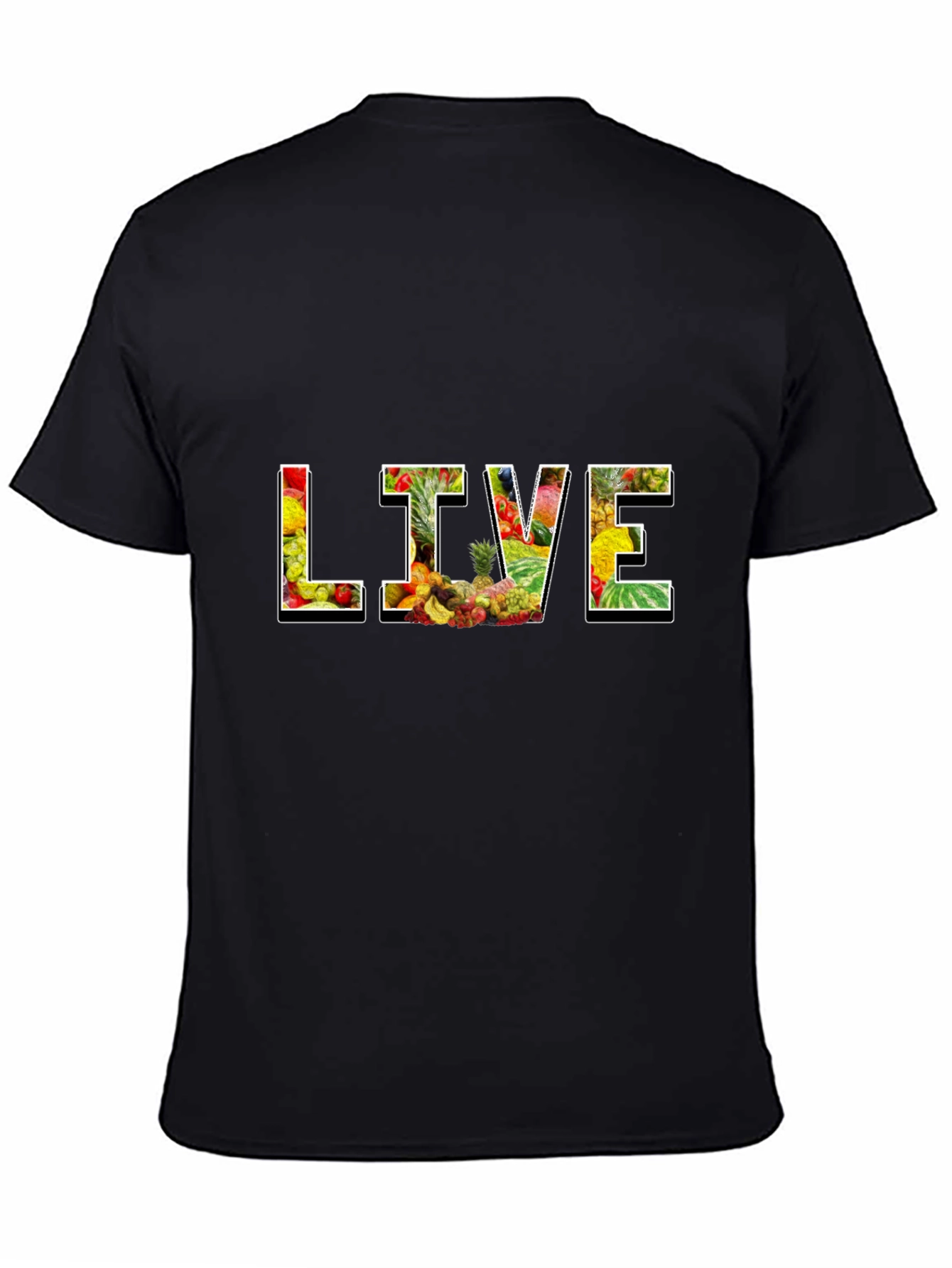 Live Fruit Graphic Black T-Shirt