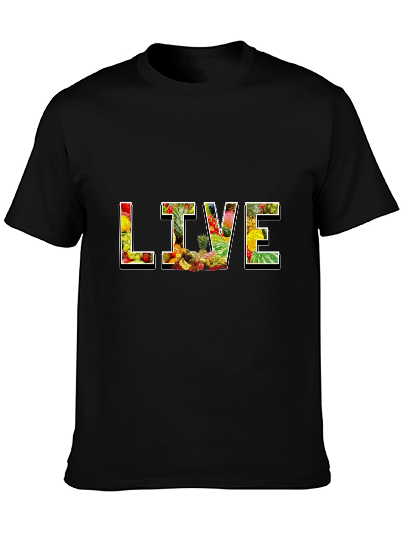 Live Fruit Graphic Black T-Shirt