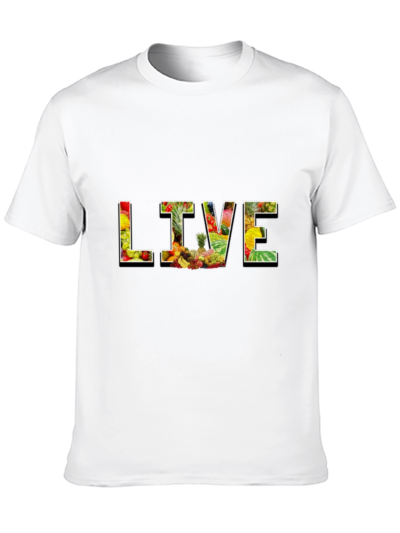 Live Fruit Graphic Black T-Shirt