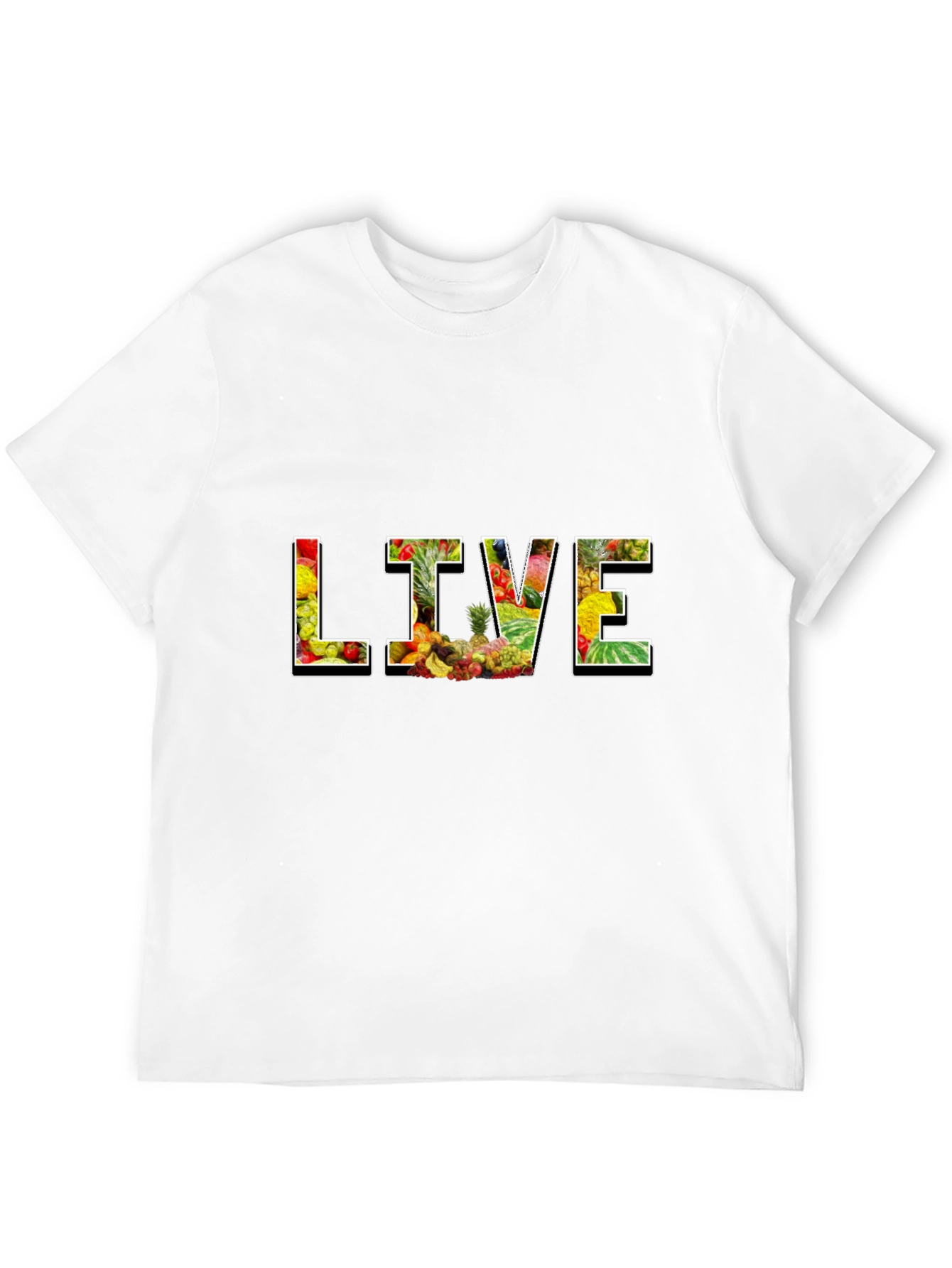 Live Fruit Graphic Black T-Shirt