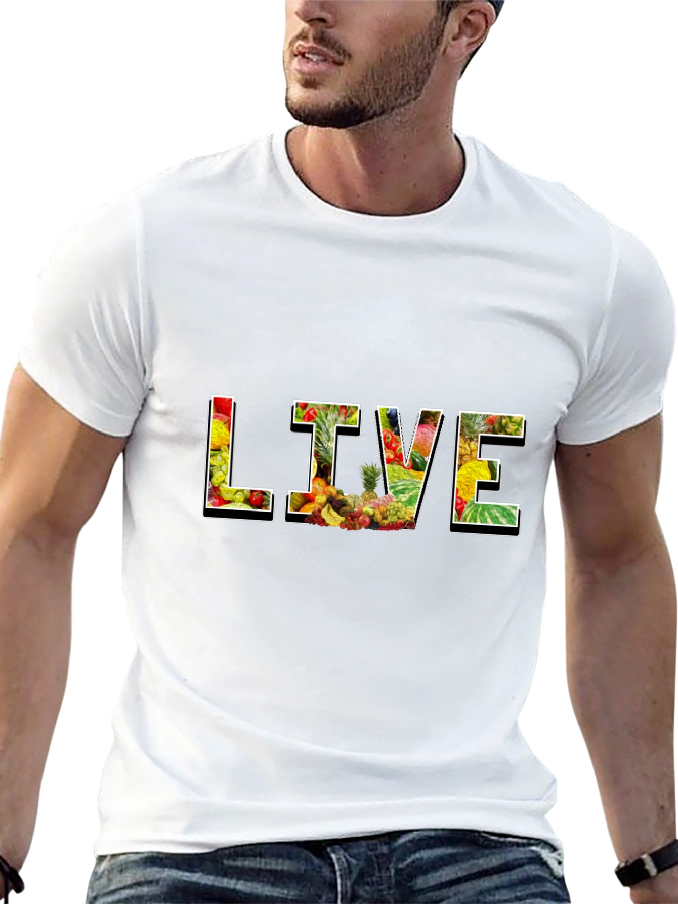 Live Fruit Graphic Black T-Shirt