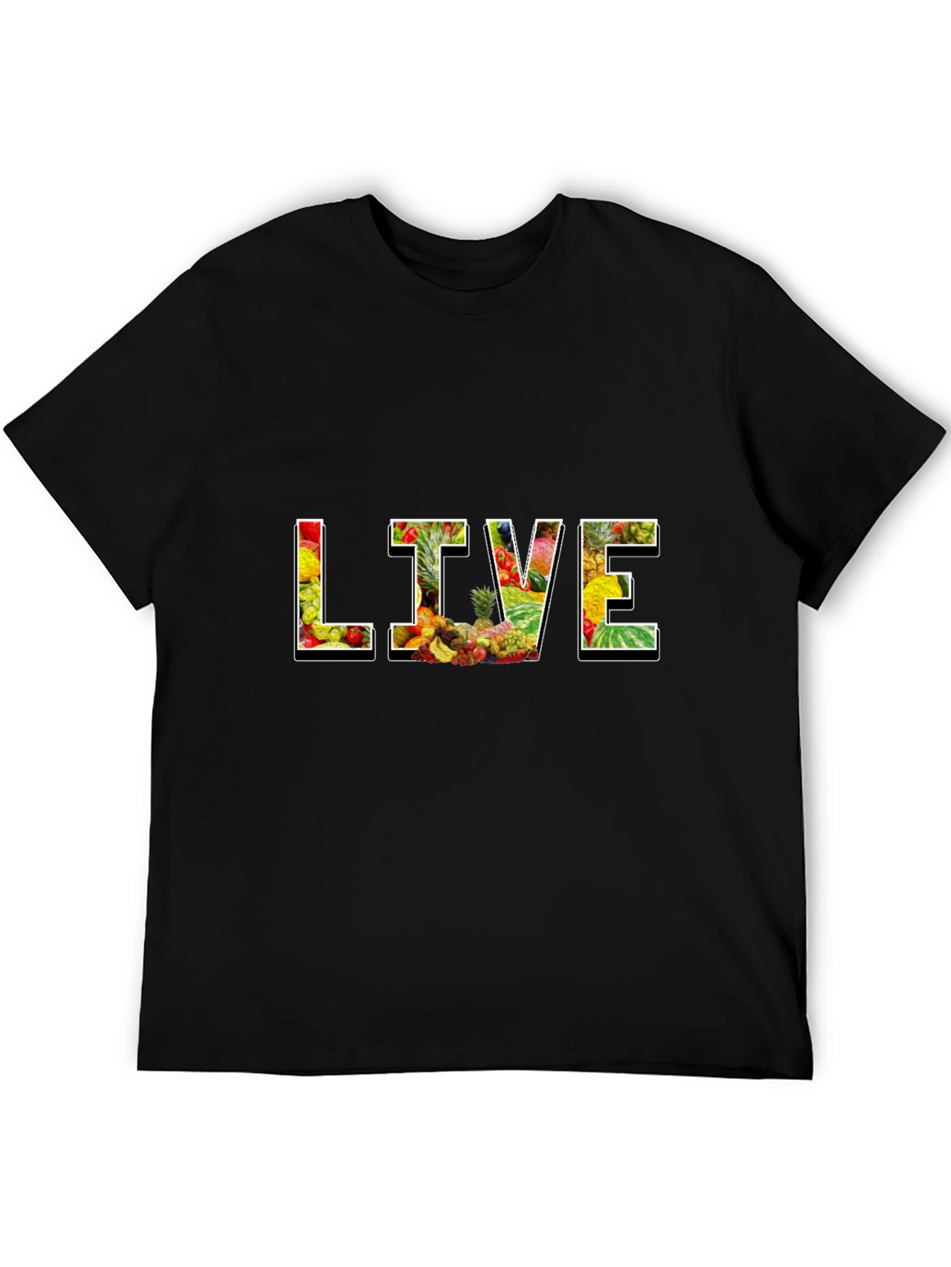 Live Fruit Graphic Black T-Shirt