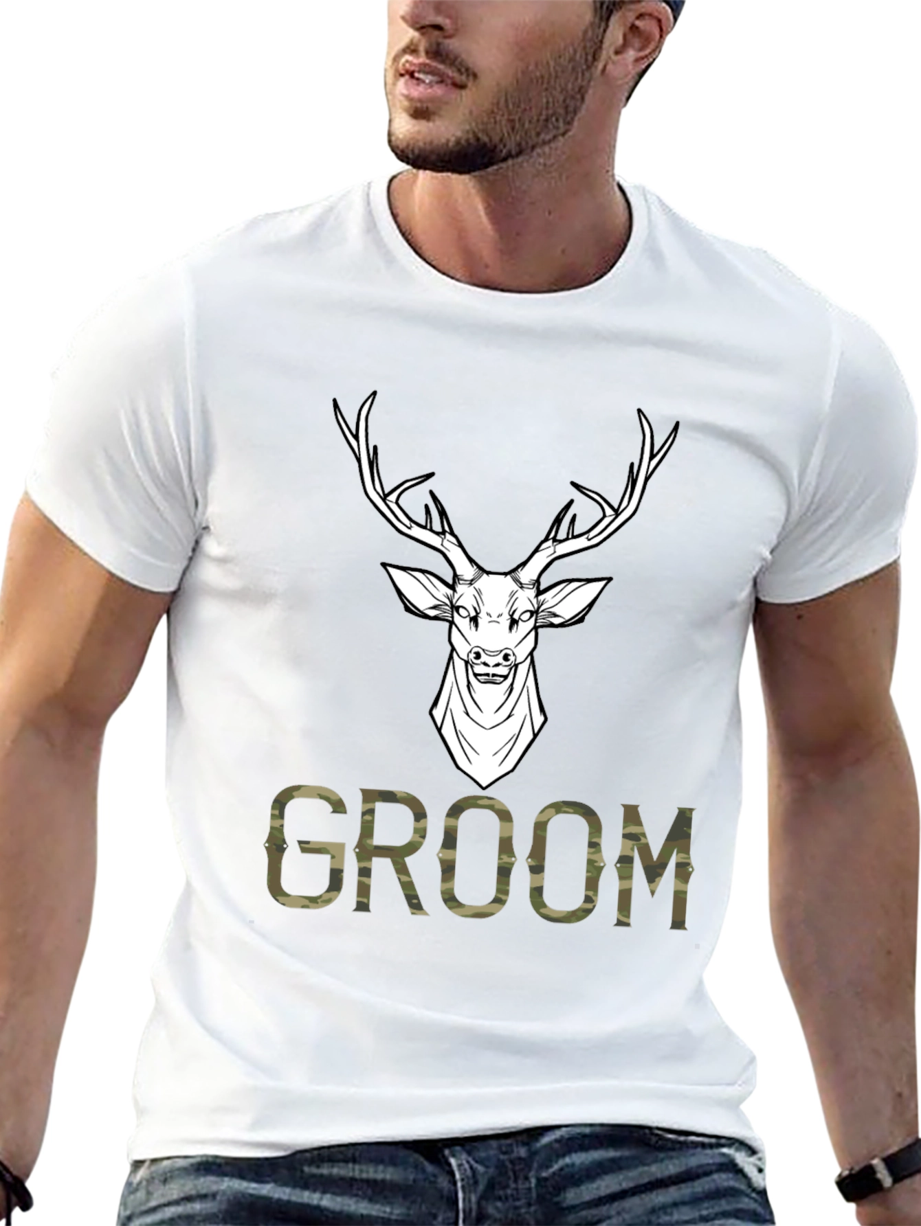 Groom Deer Camo Graphic T-Shirt