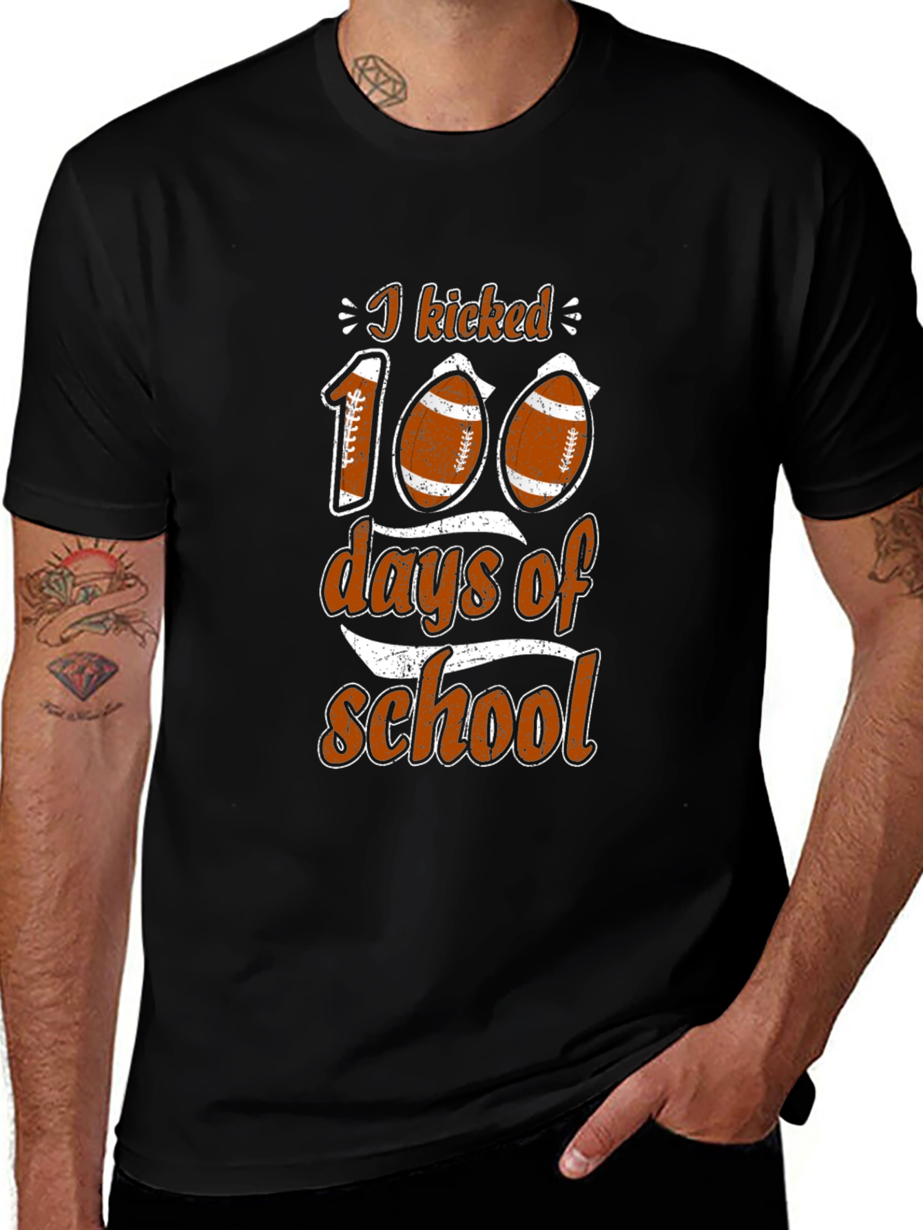 I Kicked 100 Days of School Football T-Shirt