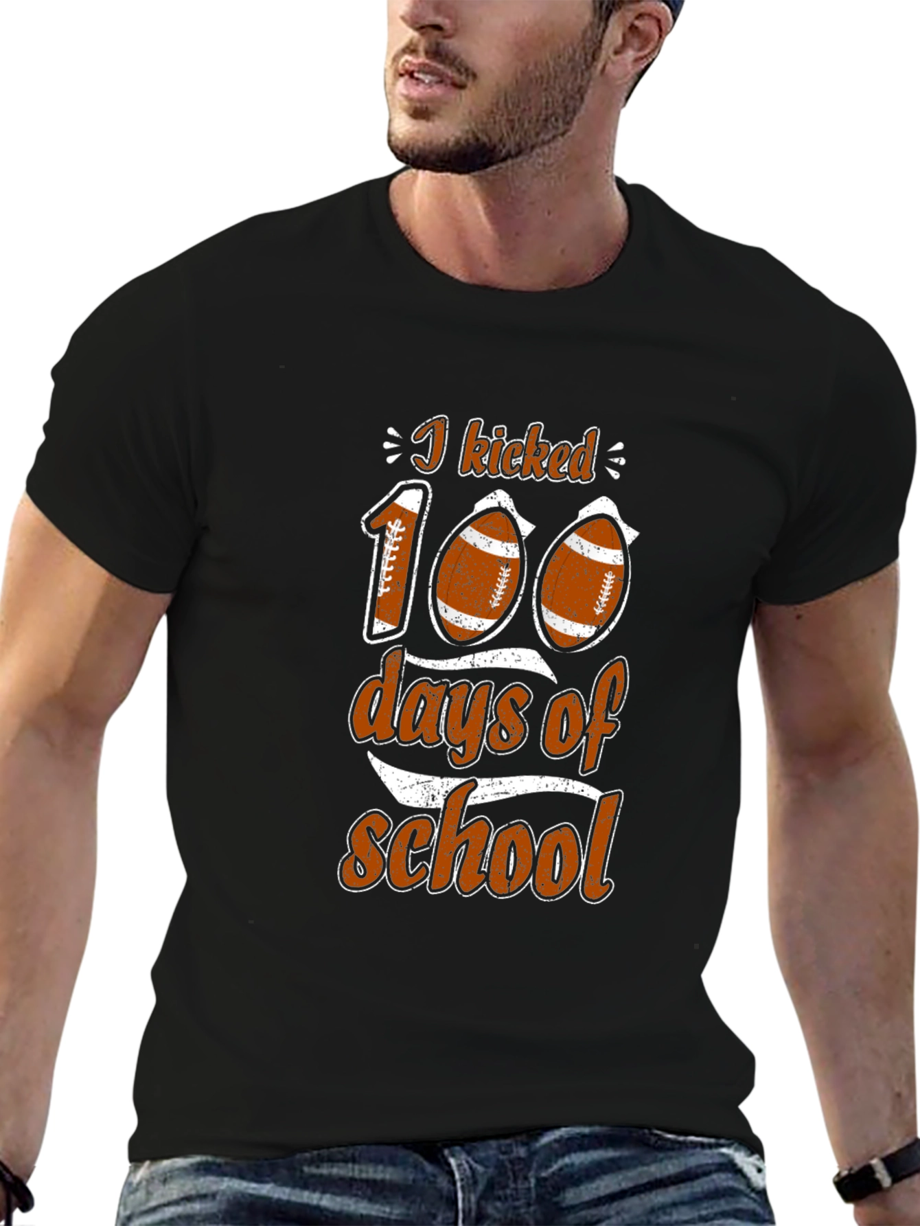 I Kicked 100 Days of School Football T-Shirt
