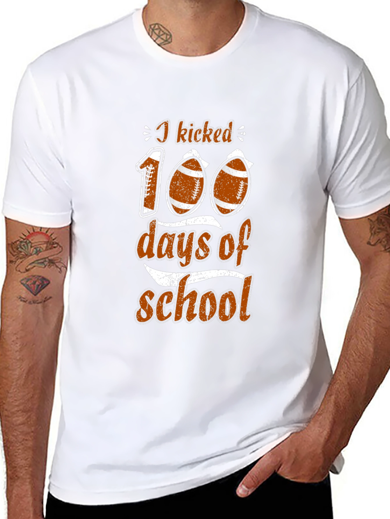 I Kicked 100 Days of School Football T-Shirt