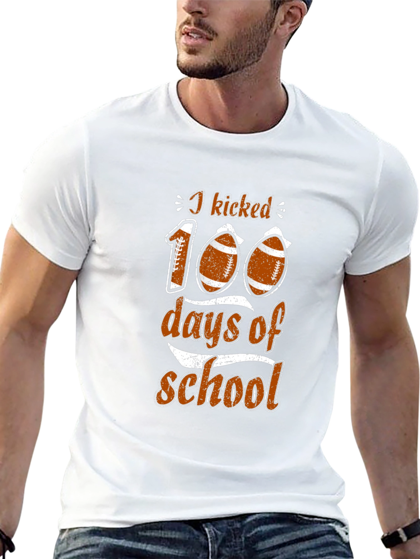 I Kicked 100 Days of School Football T-Shirt