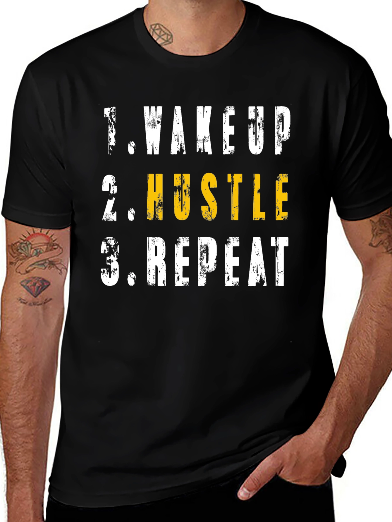 Wake Up Hustle Repeat Graphic T-Shirt