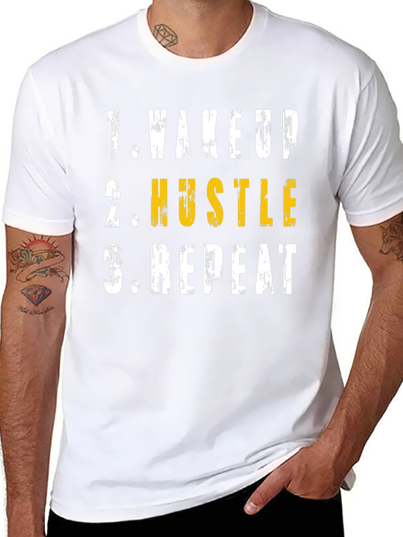 Wake Up Hustle Repeat Graphic T-Shirt